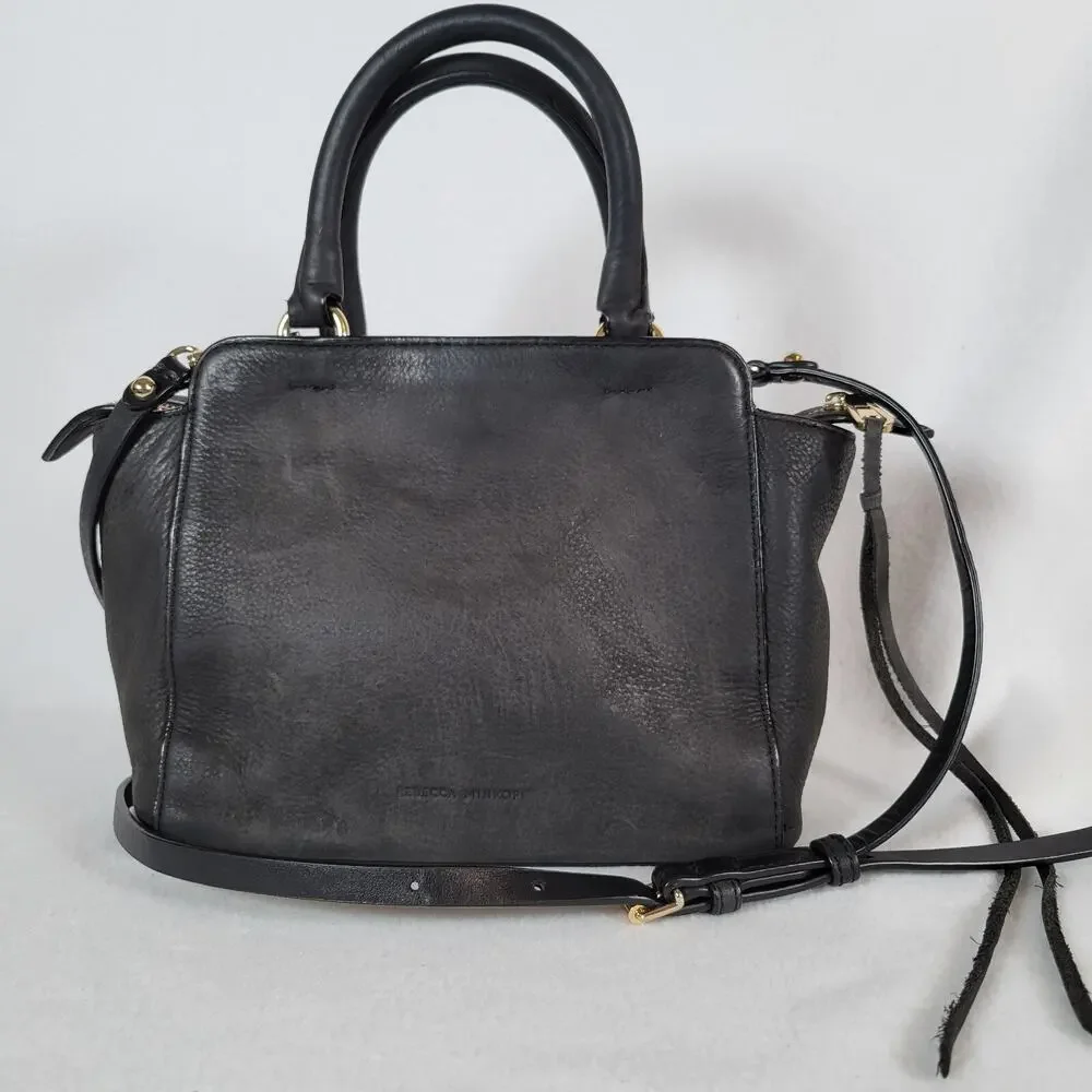 Rebecca Minkoff Womens Micro Avery Shoulder Bag Black Pebble Leather Biker Punk - Picture 2 of 13